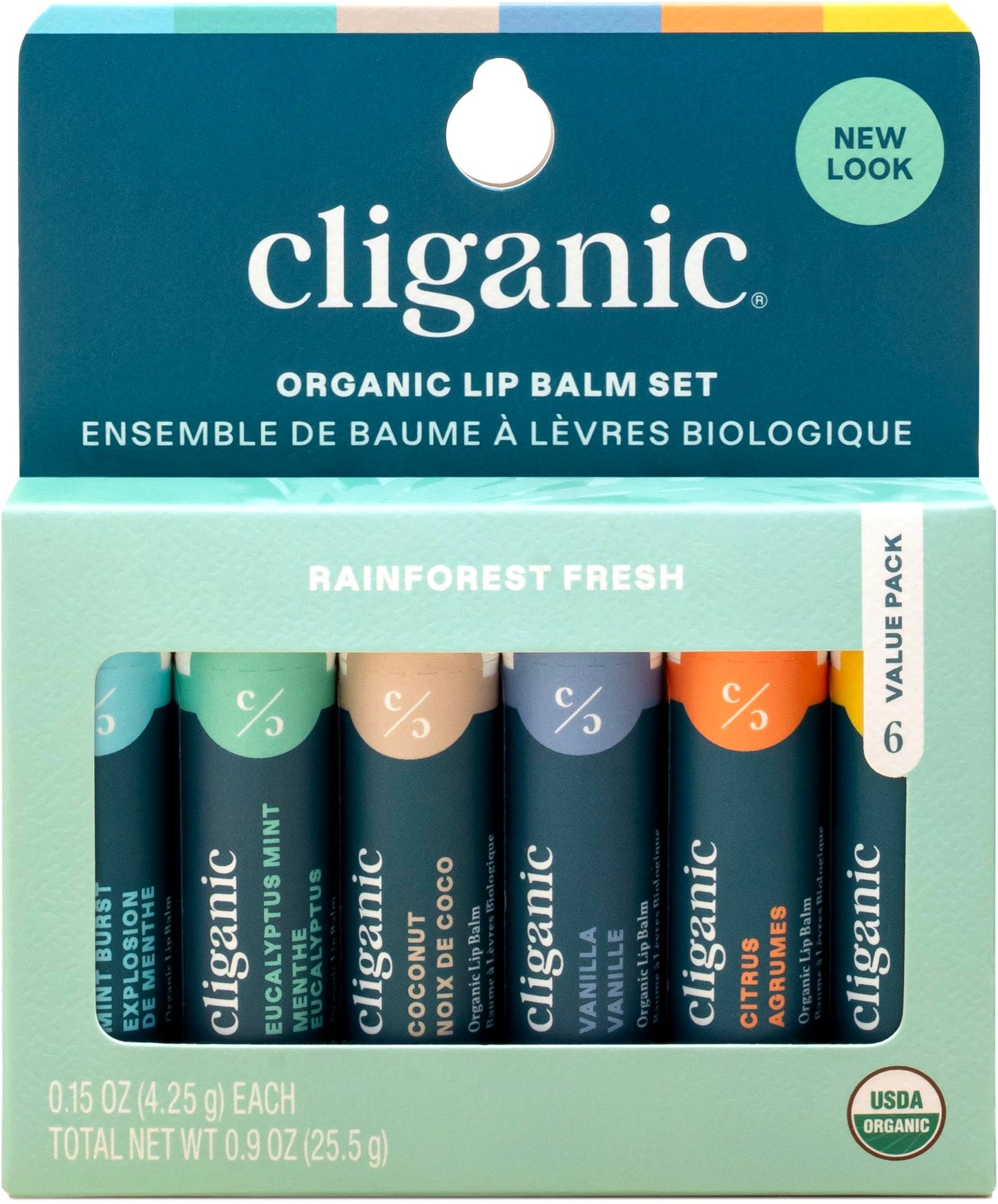 Cliganic Organic Lip Balm Set (6 Flavors) - 100% Natural Hydrating, Moisturizing for Dry Cracked Lips, for Men & Women