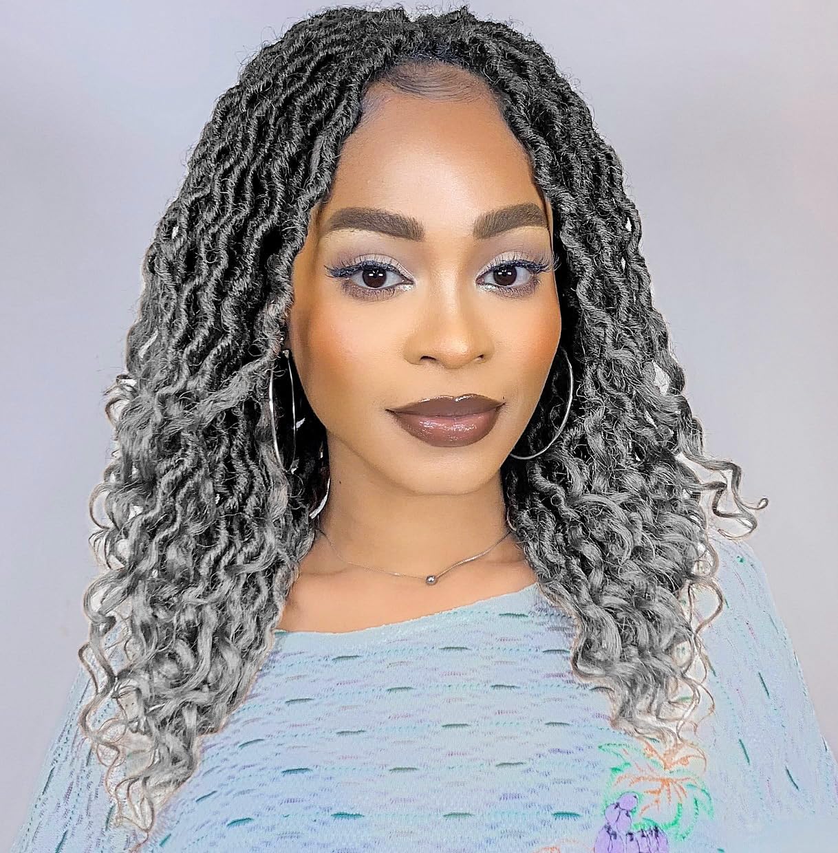 Karida Goddess Locs Crochet Hair 12 Inch, 8 Packs Upgraded Crochet Hair for Black Women, Pre Looped Crochet Faux Locs With Curly Ends (12 Inch (Pack of 8), TGray#)