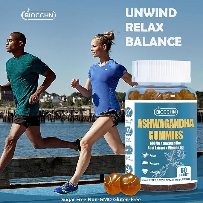 Ashwagandha Gummies & Vitamin D3, Aswangdha Extract Supplement for Women Men(Non-GMO & Gluten Free,Sugar Free)