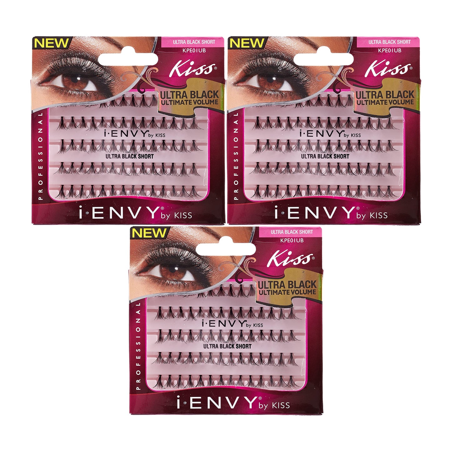 Kiss I Envy Ultra Black Knotted Short Lashes (Pack of 3)