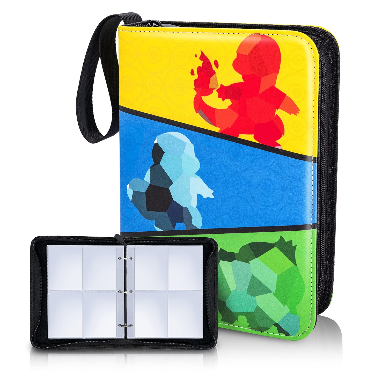 CLOVERCAT 4 Pocket Waterproof Trading Card Binder, Trading Album Display Holder, Expandable,720 Double Sided Pocket Album,Compatible with Gaming Card (4 Pocket, 400 Cards, Starter Design, Multi-Color)