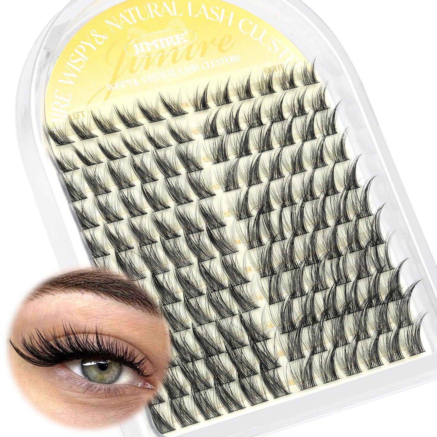 JIMIRE Lash Clusters Wispy Cluster Eyelash Extensions 10-16MM Manga Eyelash Clusters Left Right DIY Lash Extension Soft D Curl Fox Eye Lashes Clusters 132Pcs Anime Individual Lashes