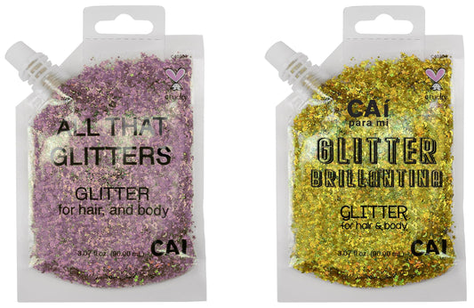 Body Glitter Gel- Face, Body & Hair (2 PK Rose/Gold) Chunky Iridescent Holograph Stars & Moon, 6 oz | Cosmetic-Grade Makeup, Apply Without Glue, Easy to Take Off & Keep Skin Clean - for Raves