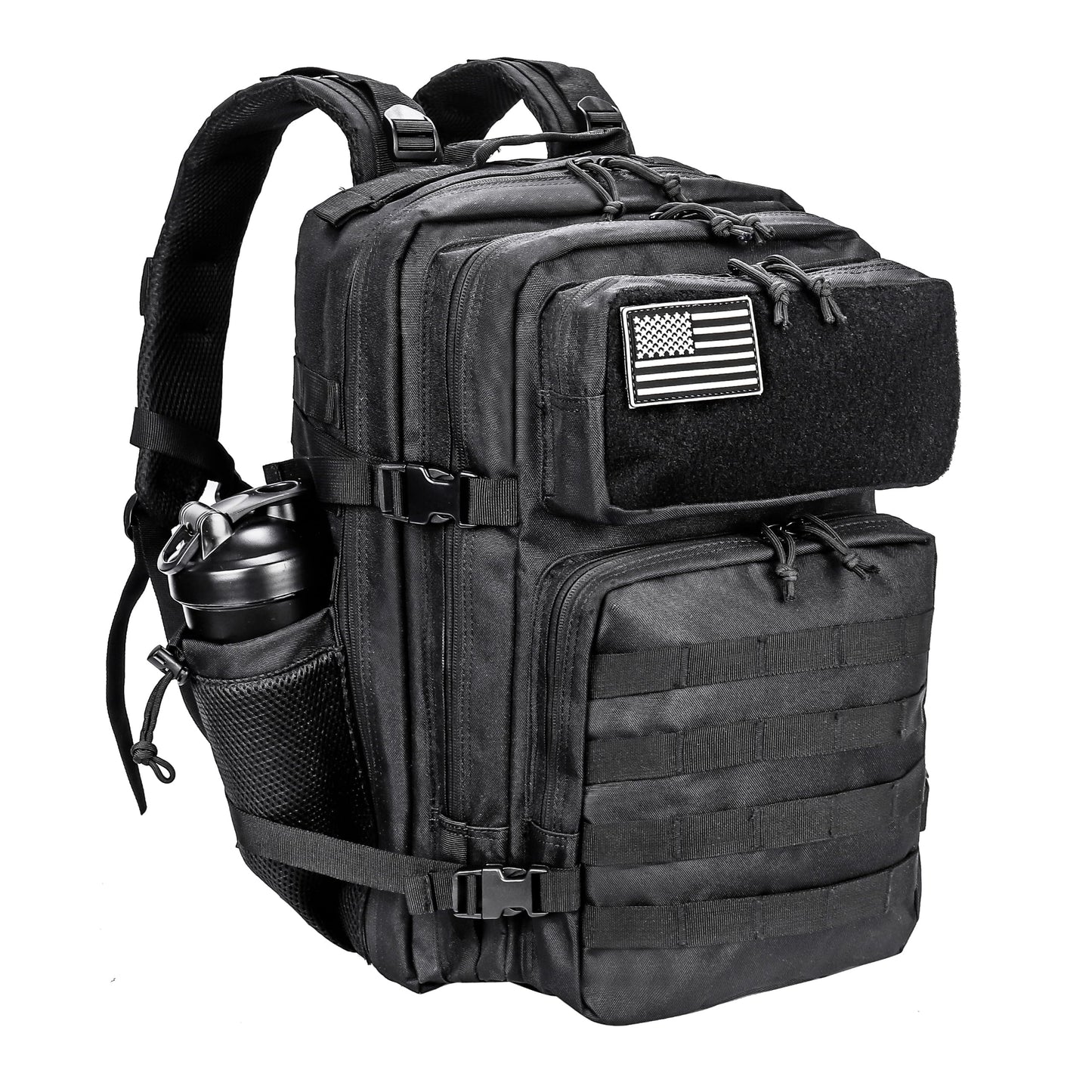 LHI Military Tactical Backpack for Men and Women 45L Army 3 Days Assault Pack Bag Large Rucksack with Molle System - Black
