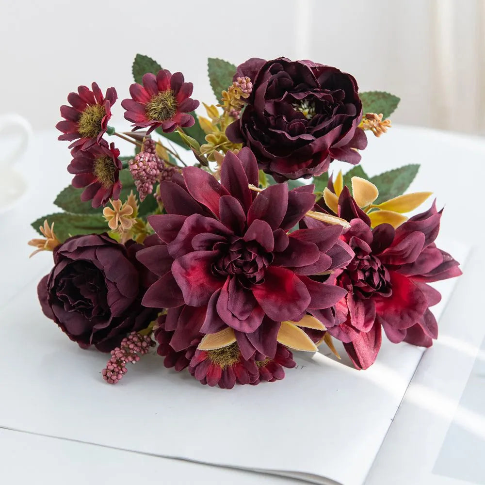1Pc Artificial Silk Dahlia Rose Daisy