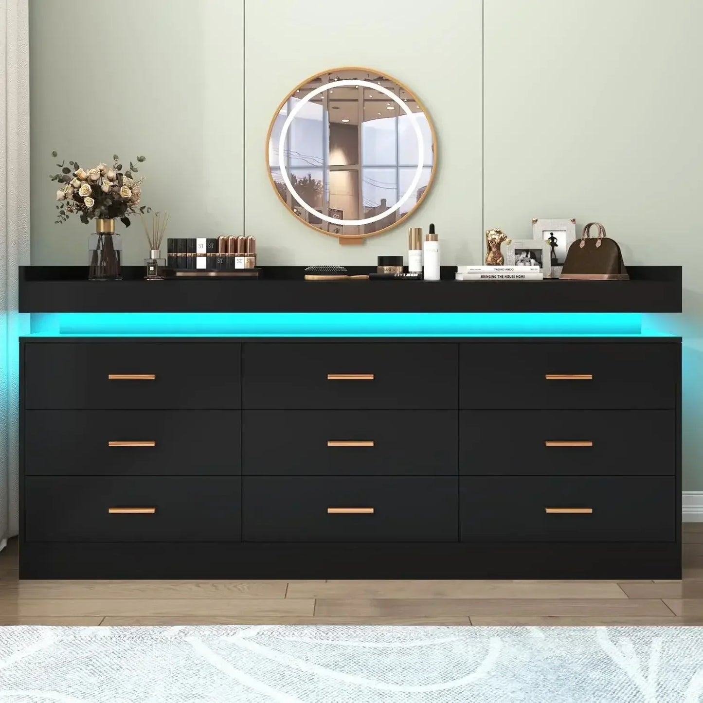 9-Drawer Dresser with LED Light