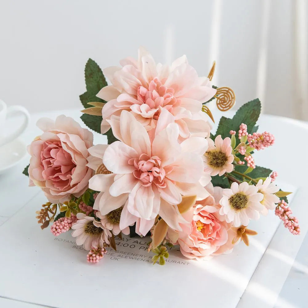 1Pc Artificial Silk Dahlia Rose Daisy
