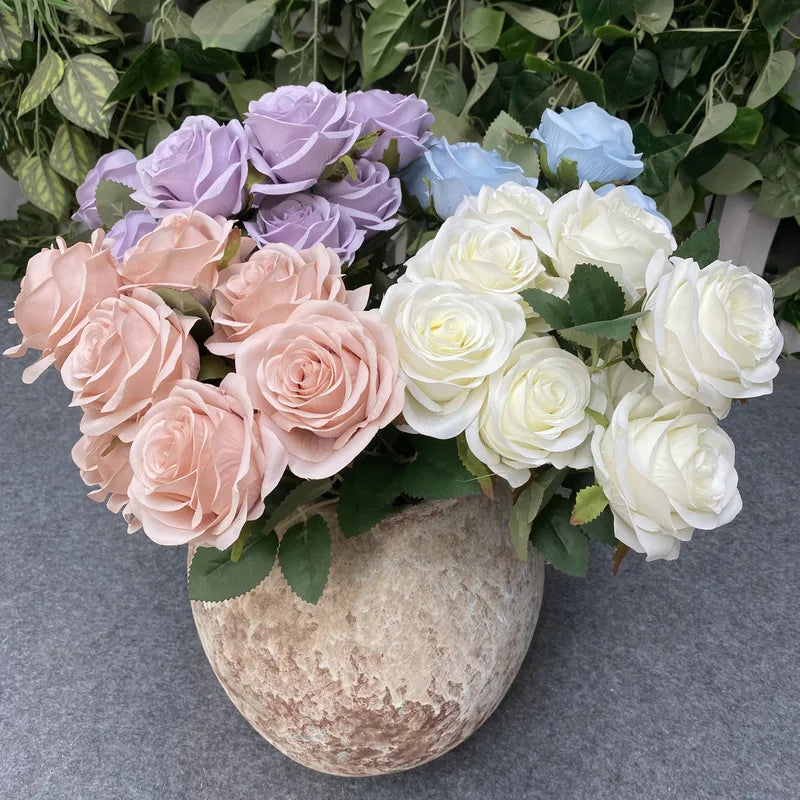9-Head Artificial Rose Bouquet Decor