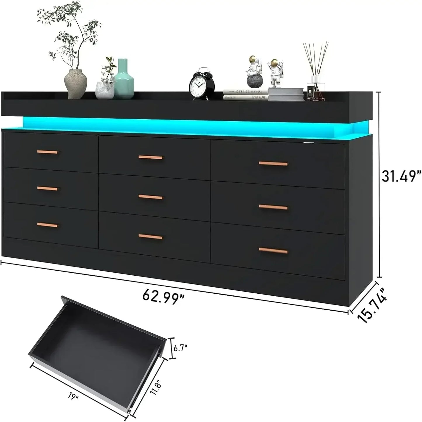 9-Drawer Dresser with LED Light