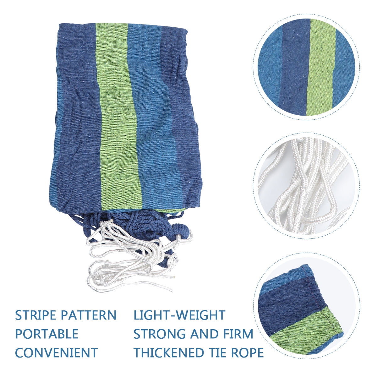 COOPHYA 1Set Blue Striped Canvas Hammock for Sleeping and Relaxation in Outdoor Activities 11.8x31.5x0.4in
