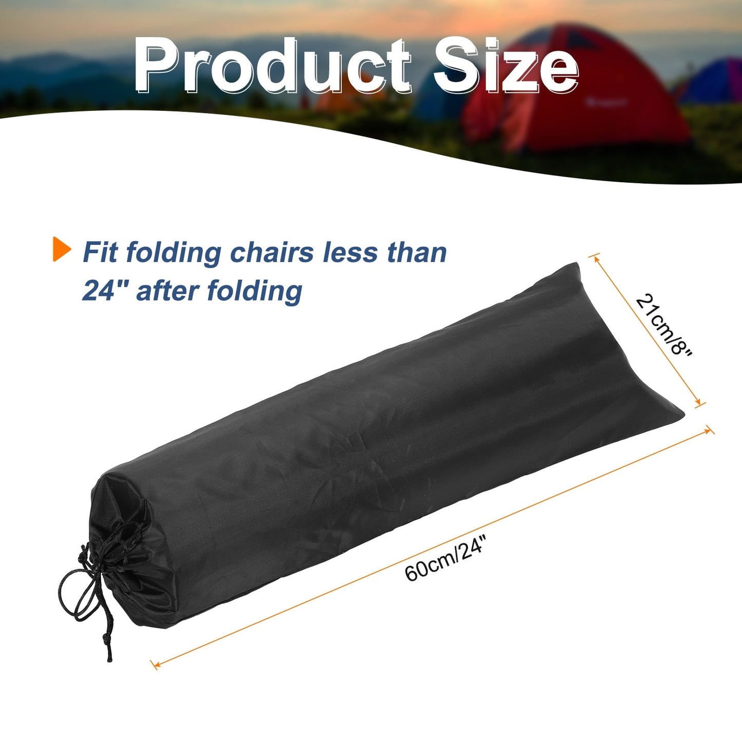 2 pcs Camp Chair Replacement Bag 24" x 8" Nylon Carrying Bag Outdoors Folding Chair Cover Tripod Case Bag Black