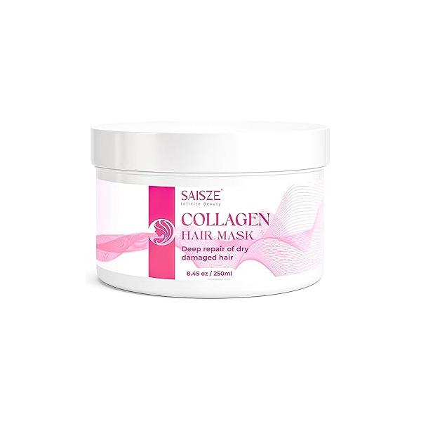 Collagen Hair Mask for Dry Damaged Hair, Deep Repair Conditioning, Hydration and Shine All Types 8.45 Oz