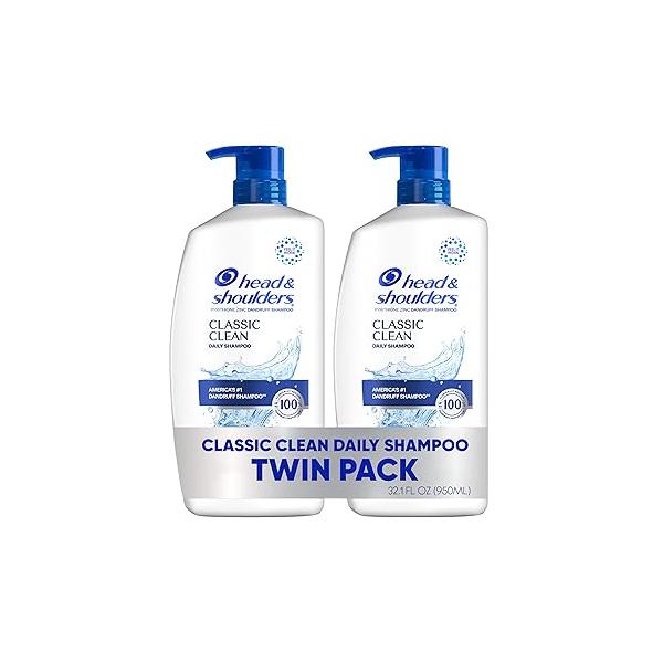 Head & Shoulders Classic Clean Dandruff Shampoo Twin Pack, Anti-Dandruff Daily Use, Paraben-Free, Color-Safe, 32.1 Fl Oz Each (Set of 2)