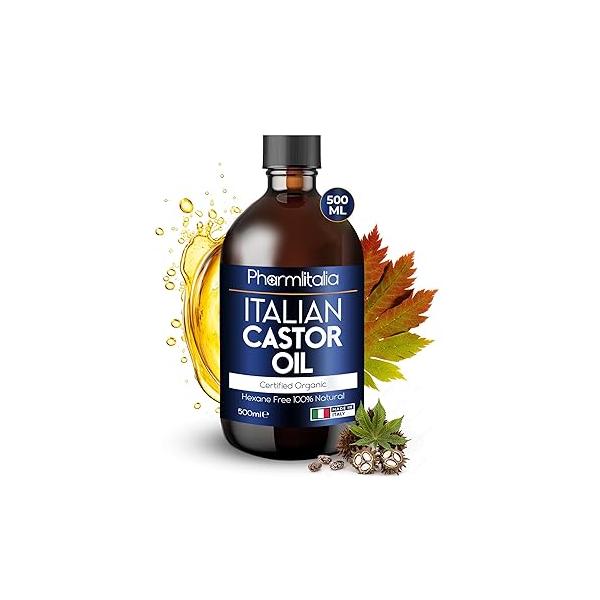 Castor Oil Organic Cold Pressed Unrefined - Wild Growth Hair Golden for Face, Scalp, Eyelashes, Skin Care and Nails Aceite De Organico Puro 500ml