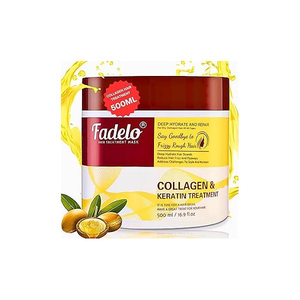 Collagen+Keratin Hair Mask - Deep Repair for Damaged with Argan Oil and Vitamin E Hydrating Treatment Dryness Damage-500 ml (Refreshing), Yellow (16.9 Fl Oz (Pack of 1), Floral)