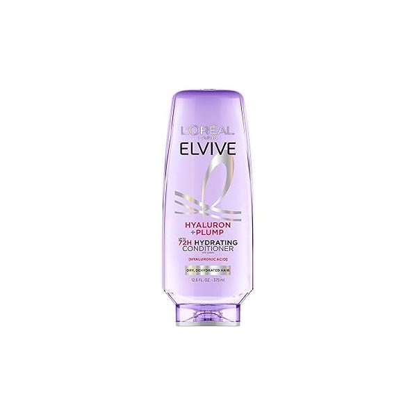 L'Oreal Paris Elvive Hyaluron Plump Hydrating Conditioner for Dehydrated, Dry Hair Infused with Hyaluronic Acid Care Complex, Paraben-Free, 12.6 Fl Oz