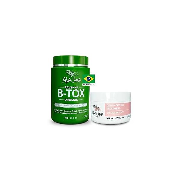 Hair B-tox Treatment & Argan Oil Mask, 44 fl oz - Organic Kit, Formaldehyde-Free, Anti-Frizz, Volume Reduction, Smoothing, Brazilian Keratin, Oil, Panthenol