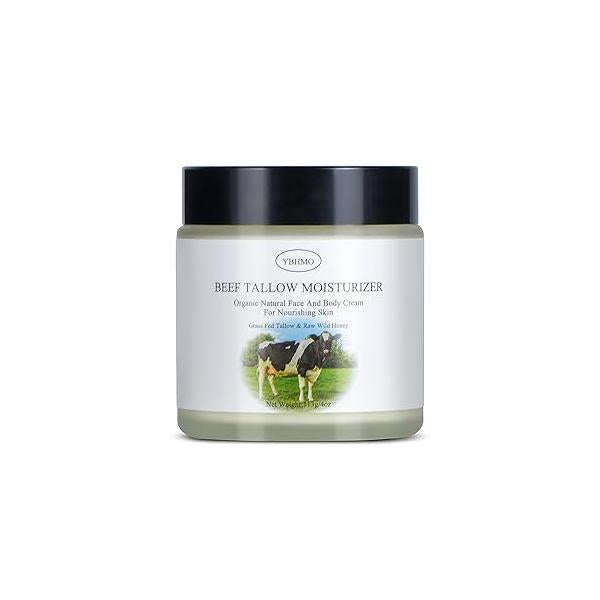 Beef Tallow Moisturizer,Beef for Skin,Organic Grass Fed with Raw Honey Moisturizing Cream, Whole Body & Face Moisturizer(4oz)