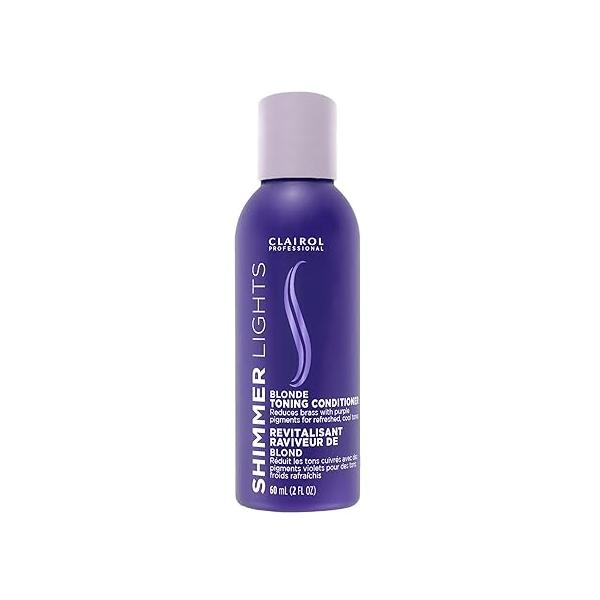 Clairol Professional Shimmer Lights Purple Conditioner | Neutralizes Brass & Yellow Tones For Blonde, Silver, Gray Highlighted Hair
