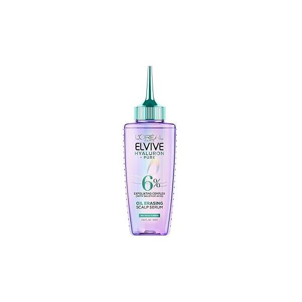 L'Oreal Paris Elvive Hyaluron + Pure Oil Erasing Scalp Serum with Salicylic Acid For Oily Hair, 3.45 Fl Oz