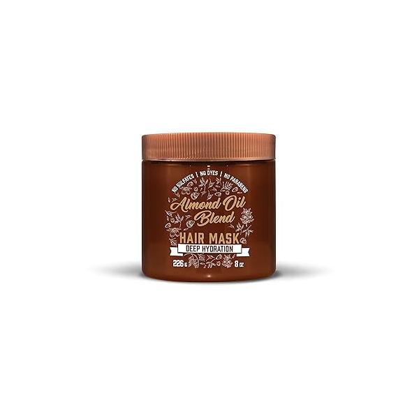 Aveeno Intense Hydration Almond Oil Blend Hydrating Hair Mask Treatment with Avocado and Oat to Repair Dry Damaged Hair, Safe for Color-Treated Sulfate, Paraben Dye-Free, 8 Fl Oz