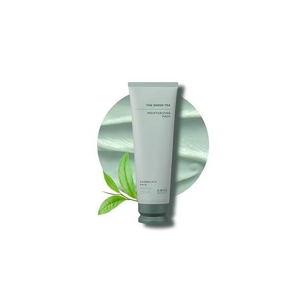 AMOS PROFESSIONAL The Green Tea Moisturizing Pack - Scalp Treatment for Thinning Hair, Korean Hair Mask, Strengthening, All Types, 8.4 fl.oz