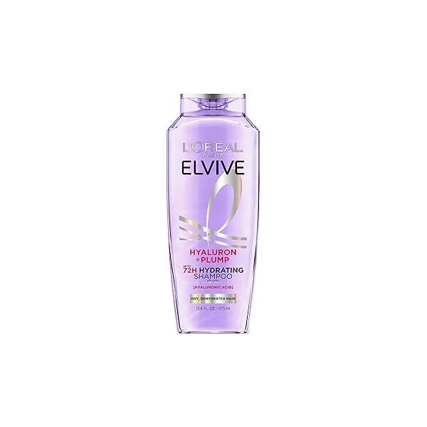 L'Oreal Paris Elvive Hyaluron Plump Hydrating Shampoo for Dehydrated, Dry Hair Infused with Hyaluronic Acid Care Complex, Paraben-Free, 12.6 Fl Oz