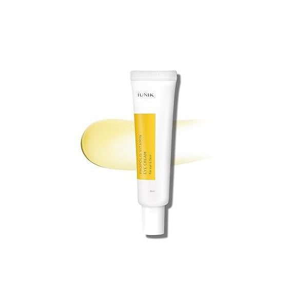 IUNIK Propolis Vitamin C Face & Eye Cream with Vegetable Oil, Idebenone 1.01 Fl Oz Dullness Dark Circles Puffiness Smooths Under Eyes 24 Hour Hydration For Sensitive Oily Acne-prone skin VEGAN