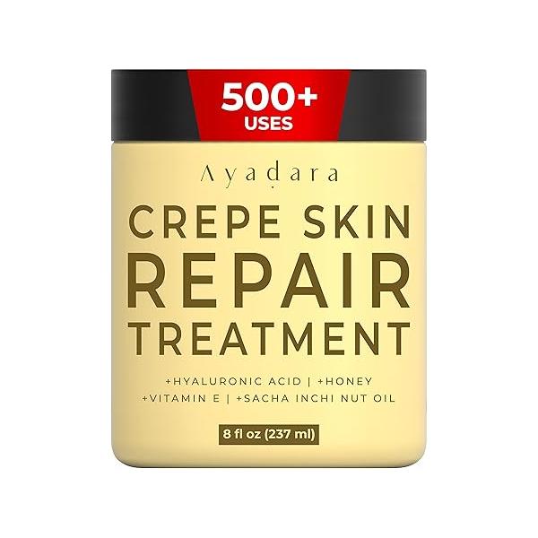 Crepey Skin Repair Treatment 8oz, Firming Lotion for Loose Skin, Crepe Corrector Collagen Cream Body Tightening, Wrinkle Face, Neck, Arms and Legs, 500+ Uses
