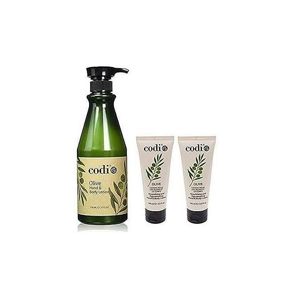 Codi Olive Hand & Body Lotion - Organic, Antioxidant Vitamin Enriched, Soft Fresh Skin, 750ml + 2x100ml Tubes