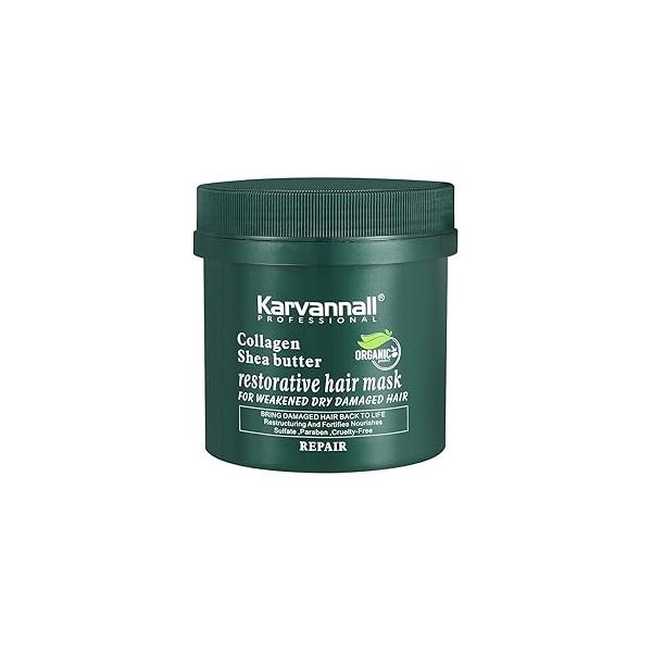 Collagen Shea Butter Hair Treatment Mask, 16.9 FL OZ, Organic Restorative Mask for Weak and Dry Damaged Hair, Sulfate Paraben Free 500ml