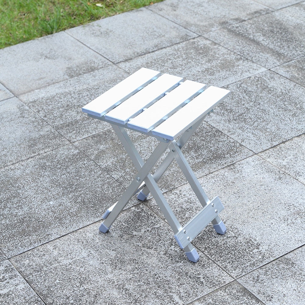 jojofuny 1Pack Aluminum Stool for Camping and Picnic 38X26Cm Silver Color Portable and Foldable