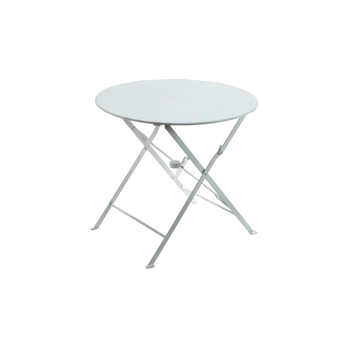 Contemporary Home Living Foldable Outdoor Patio Table with Umbrella Hole - 30" - White