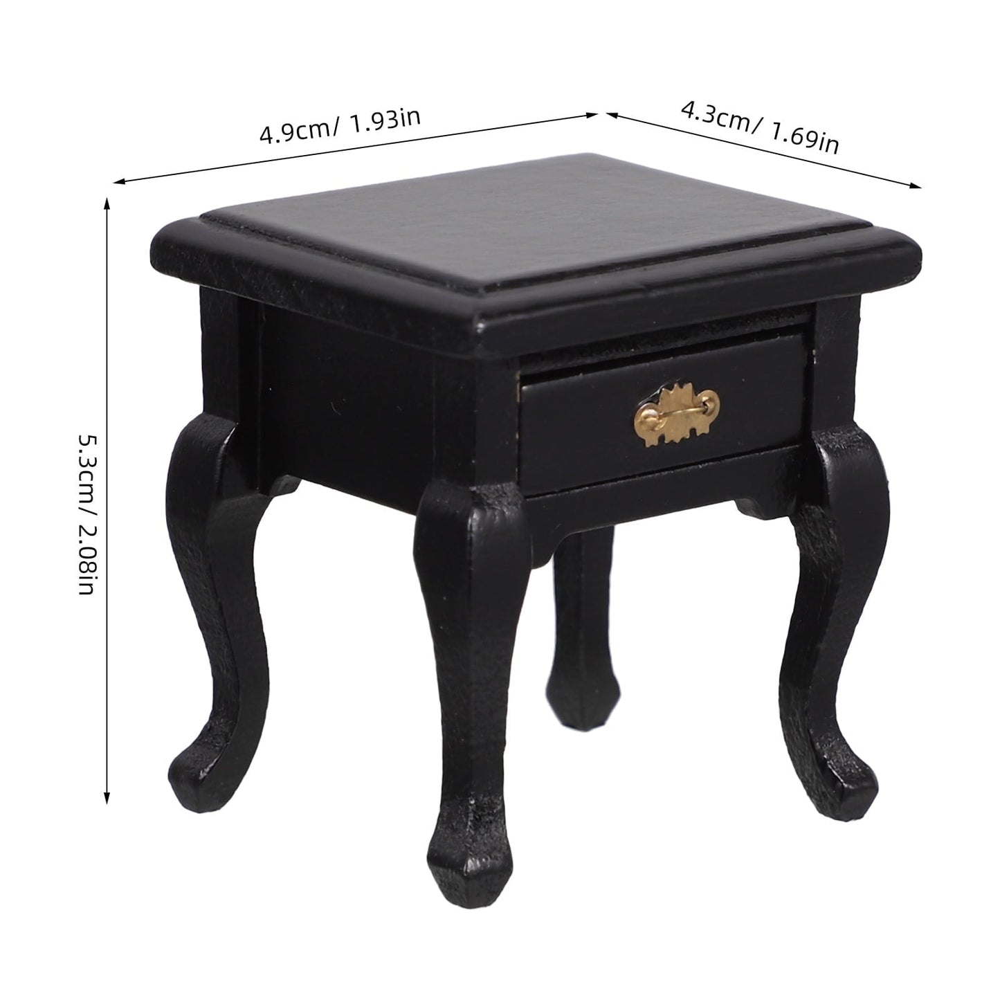 HORIALENCE 1Pcs Miniature End Table 2.1x1.9x1.7in Black Wooden Square French Country For Dollhouse Furniture Hobbyists