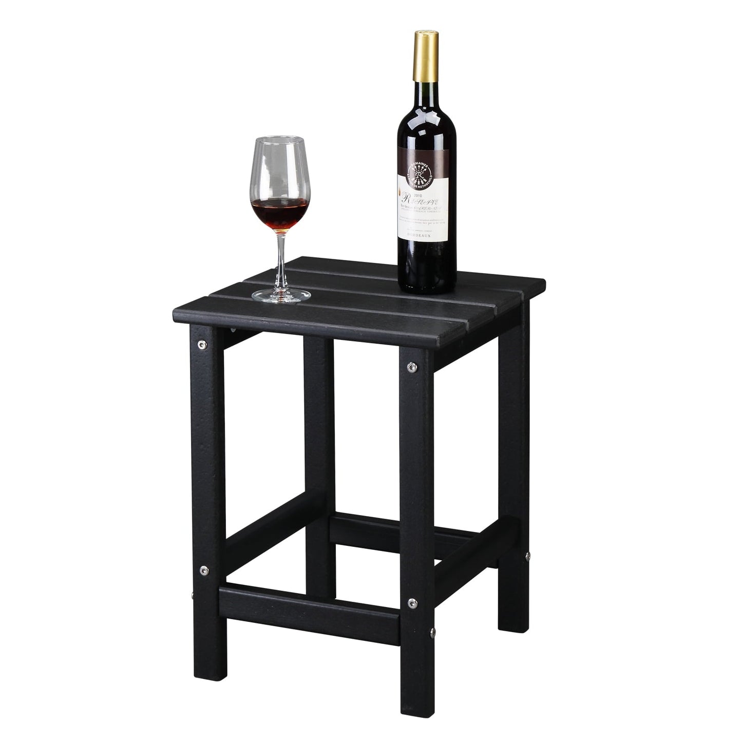 Buytoshop Outdoor Patio Square HDPE Side Table,Black