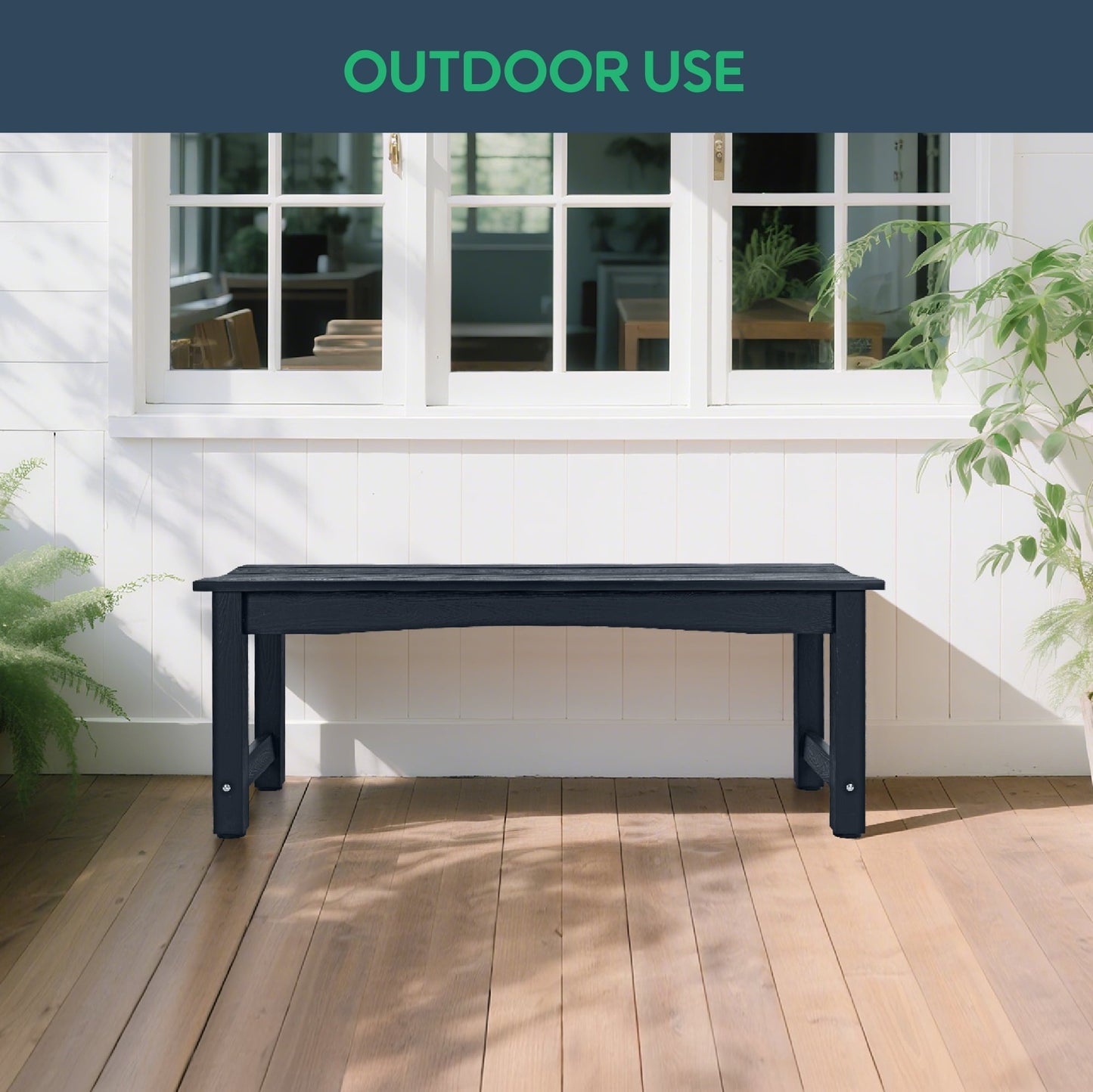 Bstjewey Outdoor 2-Person Patio Bench, Poly Lumber, Teak Wood Grain