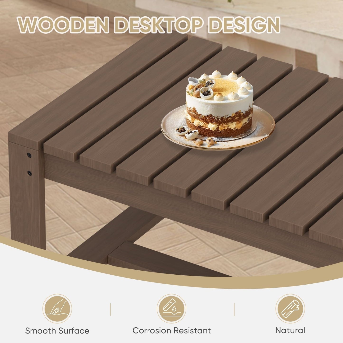 COOS BAY Modern Outdoor Patio Coffee Table, Natural Real Wood Cedar Table, All Weather Outdoor Rectangular Table