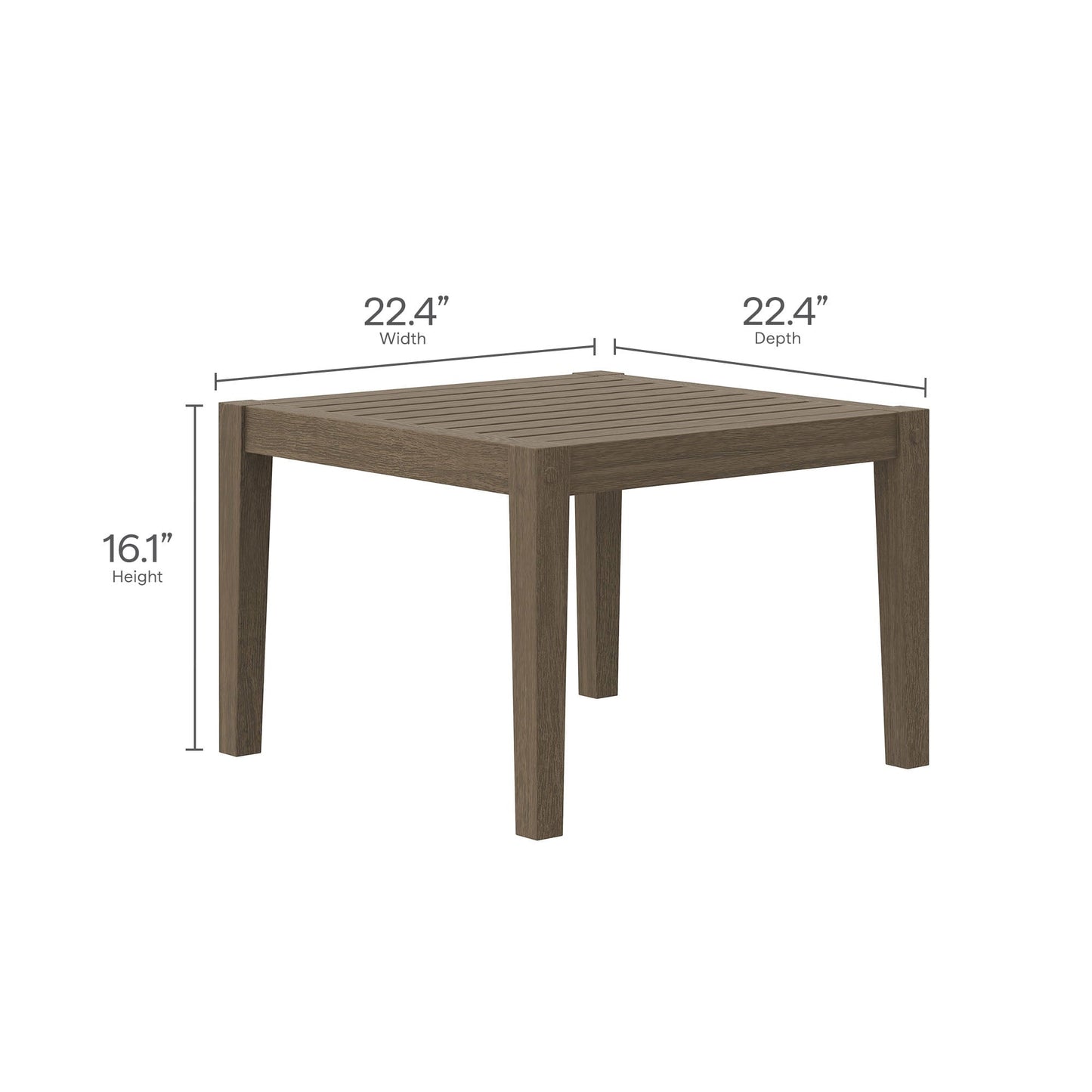 Coffee Side Table, Gray, Teak Wood, Outdoor Patio Balcony Cafe Bistro Garden Hospitality Restaurant, Modern Contemporary, HB37898