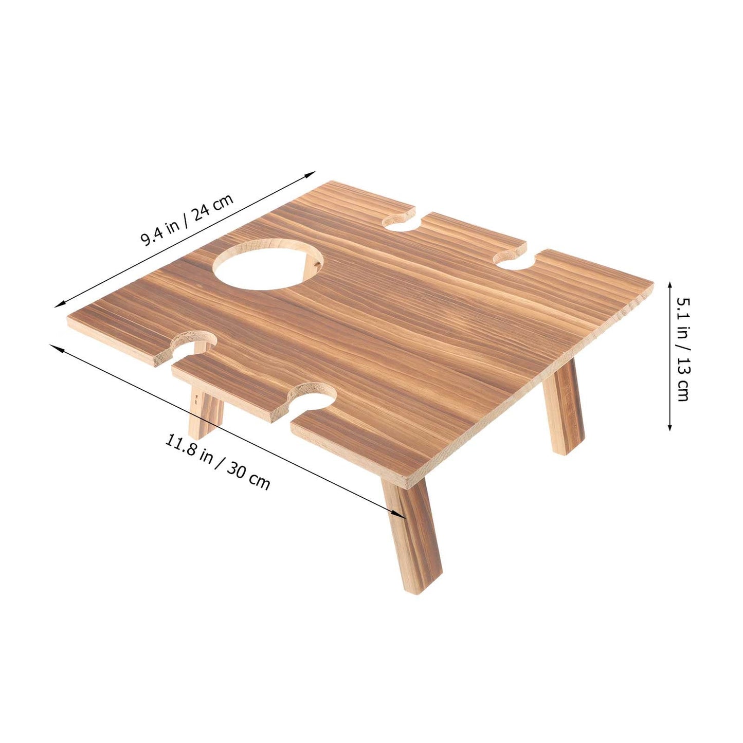ADDHAT 1Pcs Coffee Wood Square Wine Table for Picnic with Folding Goblet Holder Portable Outdoor Use