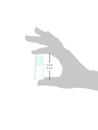 Brilliant Baby Finger Toothbrush - Silicone Gum Massager and Teether Brush for Infant and Toddler, 3 Months Old and Up, Gum and Tooth Cleaner, for Teething Relief- Oral Care, Blue/Clear, 2 (Pack of 2)