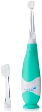 brush-baby BabySonic Infant and Toddler Electric Toothbrush for Ages 0-3 Years - Smart LED Timer and Gentle Vibration Provide a Fun Brushing Experience - Includes 2 Sensitive Brush Heads (Teal)