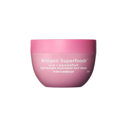 Briogeo Superfoods Acai + Passionfruit Lightweight Hydration Hair Mask – Deep Conditioner for Fine Hair, Boosts Shine & Softness, Weightless Moisture, Vegan & Cruelty-Free