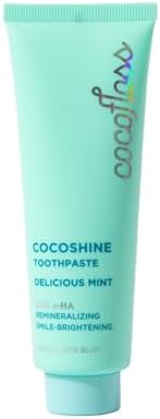 Cocofloss Cocoshine Whitening Toothpaste, Remineralize & Repair Sensitive Teeth, Fluoride-Free with n-HA, Kid-Friendly, Delicious Mint, 3.4 oz