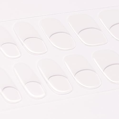 DANNI & TONI Semi Cured Gel Nail Strips Classic French (Crystal Frost) Sheer French Gel Nail Stickers with White Tips Glossy Nail Polish Wraps 28 Stickers