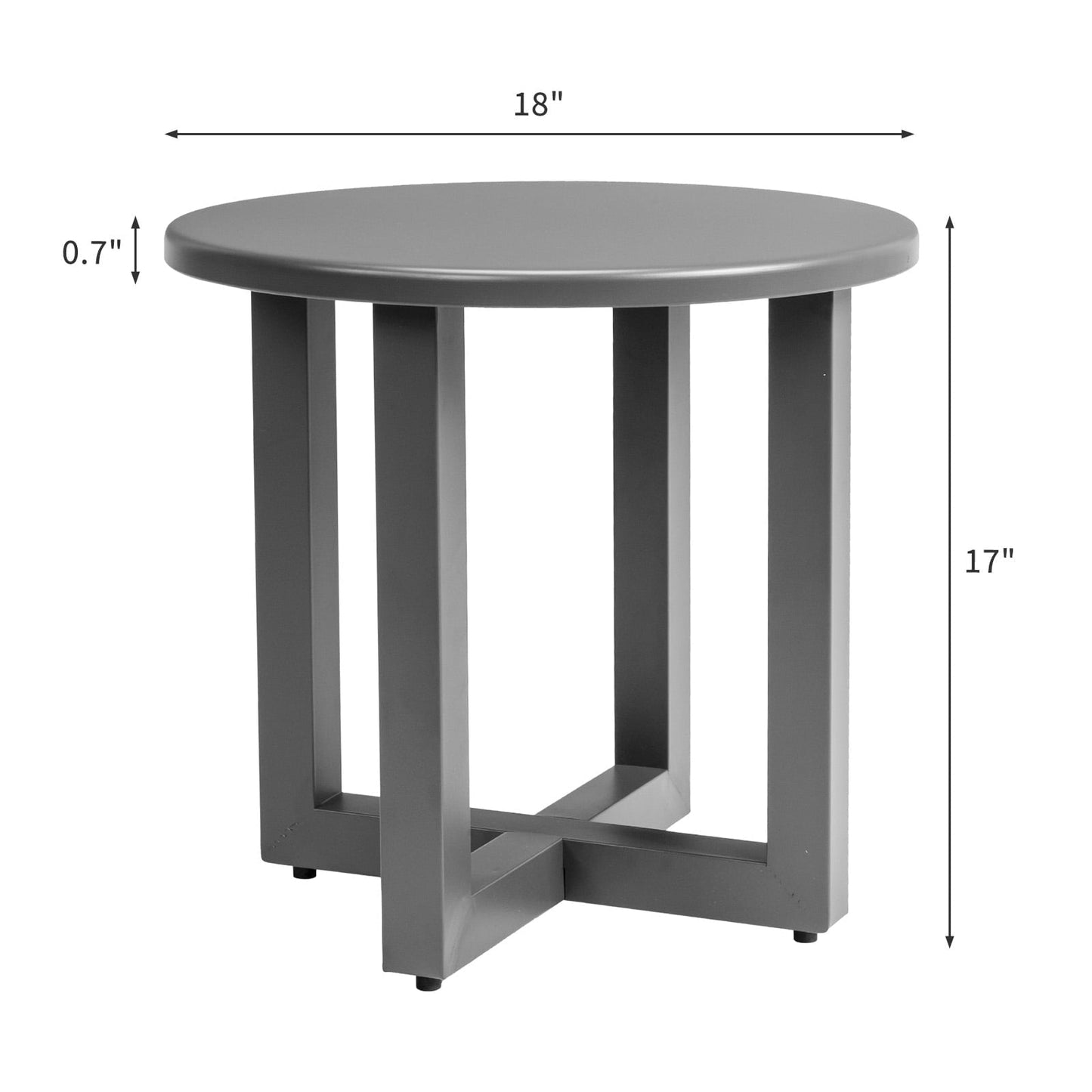 Buytoshop Outdoor Metal Round Side Table, Weather Resistant Patio End Table,Grey
