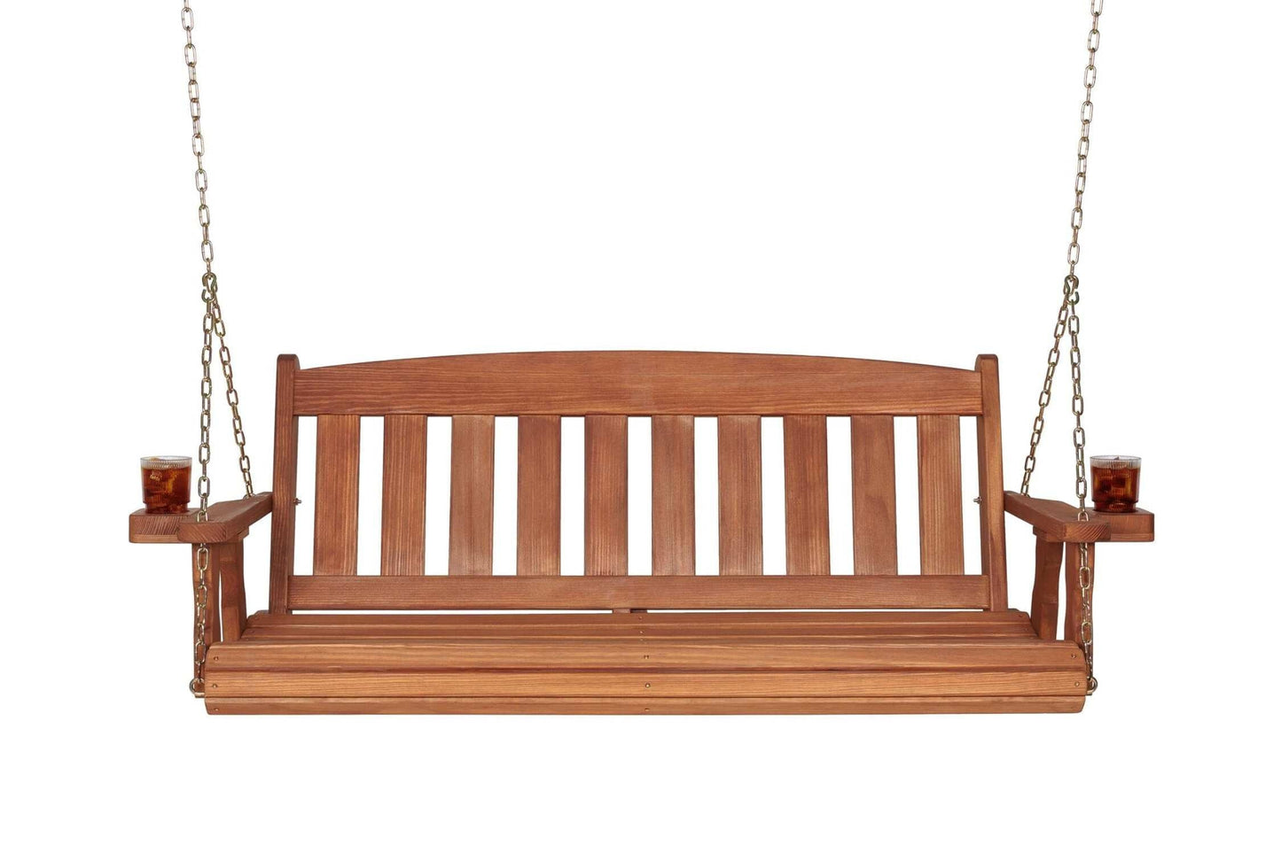 Amish Heavy Duty 800 Lb Mission Treated Porch Swing with Hanging Chains (5 Foot, Cedar Stain)