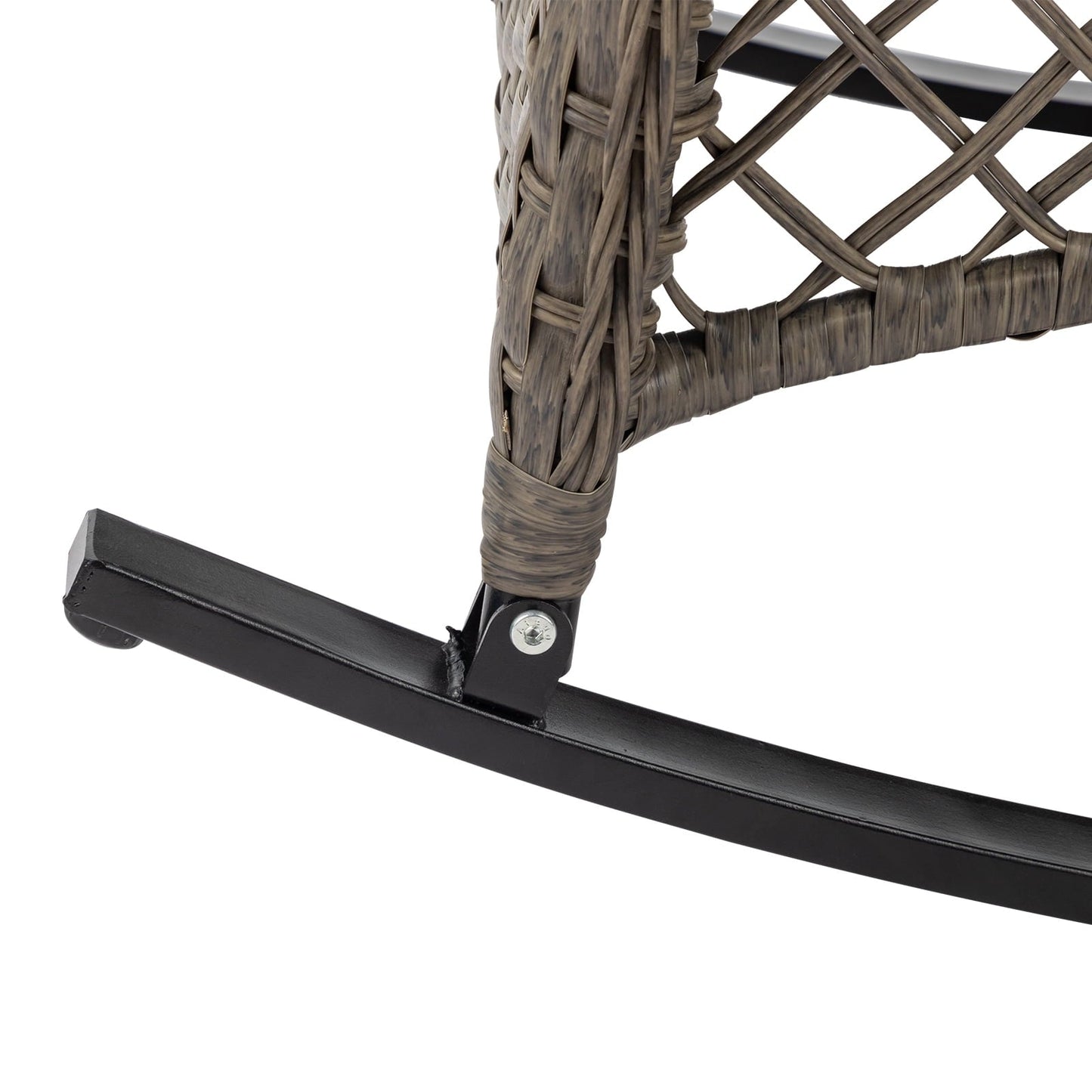 Ktaxon Outdoor Woven Rattan Rocking Chair with Blue Cushion, Large Wicker Patio Furniture, Grey and Blue