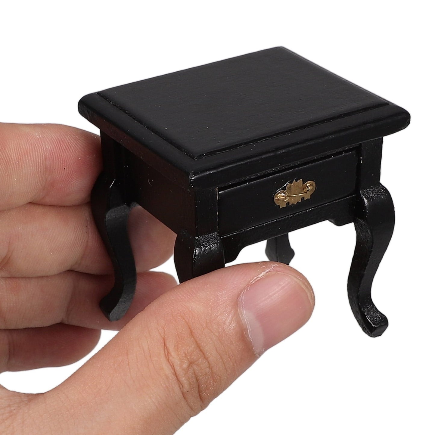 HORIALENCE 1Pcs Miniature End Table 2.1x1.9x1.7in Black Wooden Square French Country For Dollhouse Furniture Hobbyists