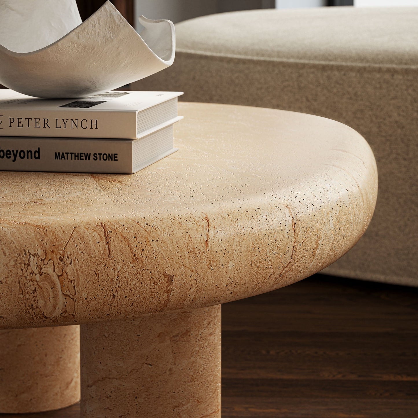 Coffee Side Table, Brown, Faux Stone Concrete, Outdoor Patio Balcony Cafe Bistro Garden Hospitality Restaurant, Modern Contemporary, HB37585