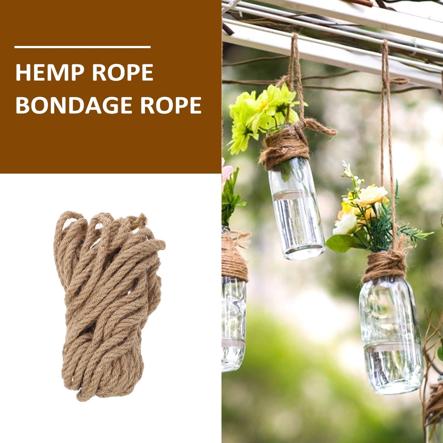 KAJNBN 1 Bundle Natural Jute Rope for Swing Bed in Brown 11.8X0.3X0.3in